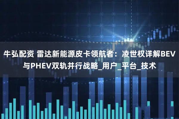 牛弘配资 雷达新能源皮卡领航者：凌世权详解BEV与PHEV双轨并行战略_用户_平台_技术